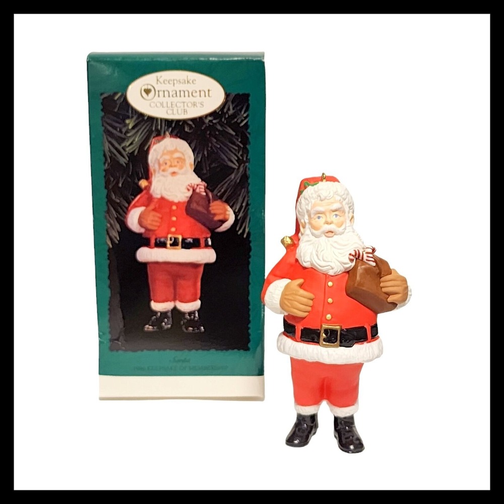 Hallmark Keepsake Ornament Collector's Club Santa Claus 1996 with Gift Bag